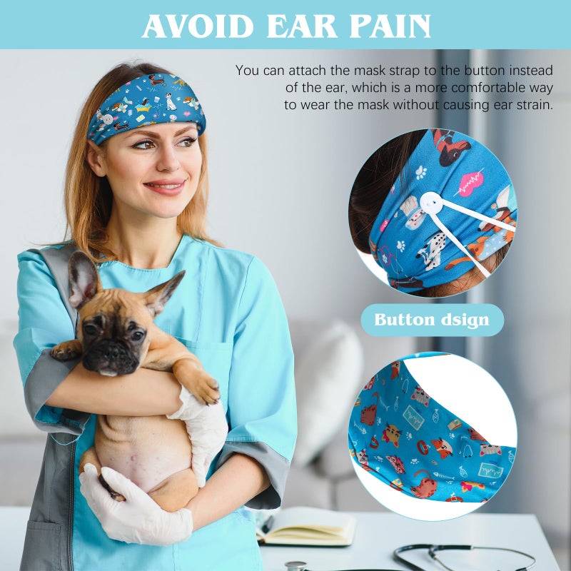 Solsew 12 Pcs Veterinary Headbands for Women Non Slip Pet Nurse Vet Tech Headbands with Buttons Paw Print Bone Twist Hair Bands for Animal Lovers Dog Mom Nurse Christmas Gifts - Image 3